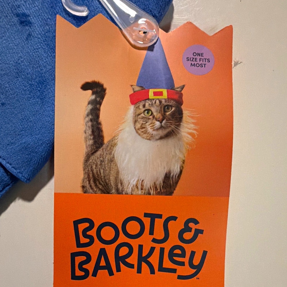 Boots & Barkley Cat Gnome Costume Hat in Blue w/ White Beard